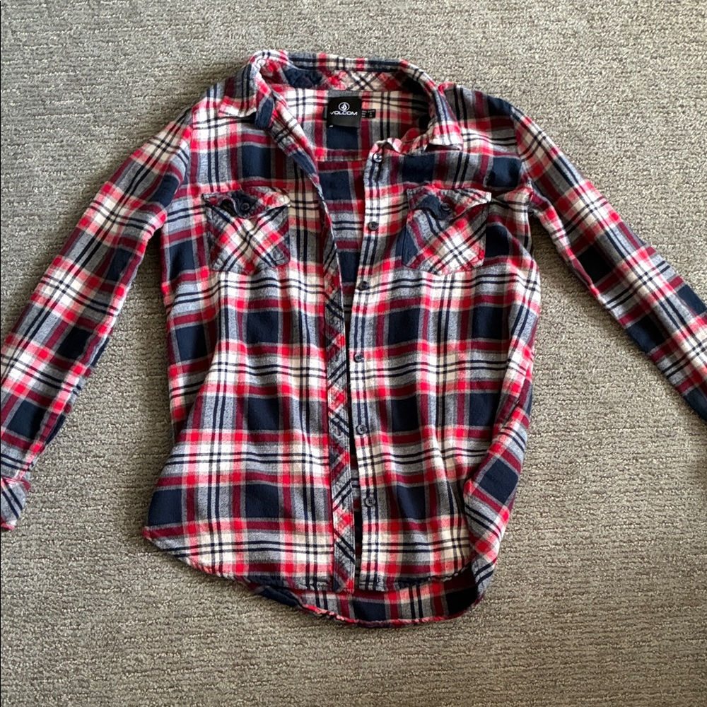 Volcom Red and Blue Plaid Flannel